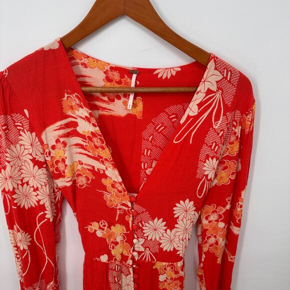 FREE PEOPLE Mixed Print Twist Dress // M - Picture 6 of 14